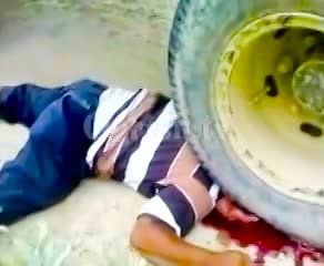 Aftermath of man whose head was squashed by truck