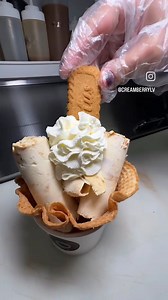 Cookie butter lovers Biscoff rolled ice cream!!! With our homemade waffle bowl and whipped cream, only at Creamberry Las Vegas! 📍7965 S Rainbow Blvd Las Vegas ⏰ 12pm-10pm 7 days a week! #dessert #icecream #lasvegas #biscoff #rolledicecream #sweet #cookies #foodies | Creamberry - Home of the Cotton Candy Burrito
