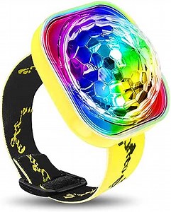 Mini Disco Lights with Nylon Strap and Suction Cup,Mini Portable Party LED Sound Activated Lights 18 Colors Atmosphere Lights RGB Rotating Strobe Light for Christmas/Halloween/Home Interior, Yellow