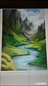 “Mesmerizing Mountain Landscape Painting | Relaxing River Scenery Art 🌄🎨✨”