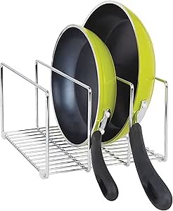 mDesign Baking Tray Rack — Wire Rack for Sorting Trays, Pans and other Cookware Items — Free-Standing Pan Stand for the Kitchen — Chrome