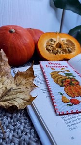 Counted Cross Stitch Bookmark Kit Happy Thanksgiving- DIY Embroidery Set for Adults