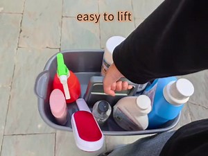 Cleaning Supply Caddy with Handle,Bathroom Cleaning Supplies Organizer Under Sink,Plastic Tote Bucket for Shower, Bedroom, Kitchen, College Dorm, Garden(Gary)