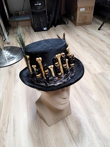 Unisex Adult Black Voodoo King Top Hat Skull Bones Feather Witch Doctor Queen Cap Halloween Cosplay Costume Headpiece One Size - Etsy