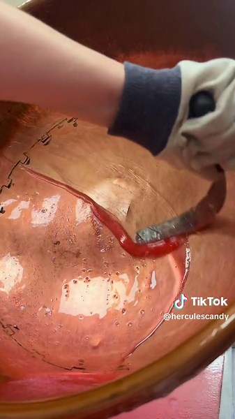 Is it peach? 🤔 #candy #fyp #fypシ゚viral #viraltiktok #asmr #satisfying #satisfyingvideo #syracuseny #herculescandy #hardcandy