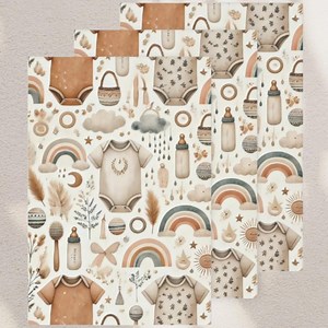 Neutral Boho Baby Wrapping Paper Printable | Gender Neutral Baby Shower Gift Wrap | Earth Tone Seamless Pattern - Etsy Australia