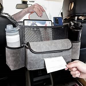 Purse Holder for Car, Large Size with More Capacity, 5 Compartments, Faux Leather