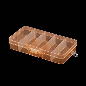 Plastic Rectangle Multifunctional Slot Adjustable Necklace Transparent Storage Box Case Holder Craft Organizer Beads Jewelry Container (Orange-1)