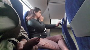 Voyeur seduces Milf to Suck&Jerk his Dick in Bus