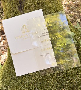 Transparent Wedding Invitation With Gold Lettering and White Envelope - Etsy