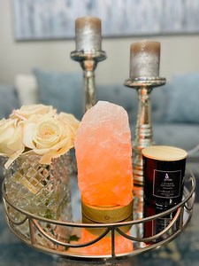 Lampe en cristal de quartz rose avec base en bois d'érable - Quartz rose clair - La pierre d'amour originale - Etsy France