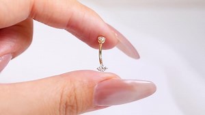 14K Gold Flower Rook Earring/cubic Zirconia Curved Barbell 16g/eyebrow Piercing - Etsy