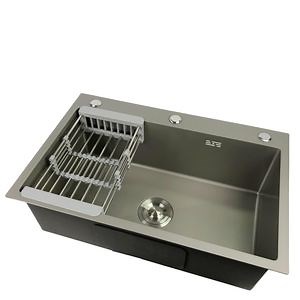 [Hot Item] Best-Selling Handmade Single Bowl Stainless Steel Gunmetal Grey Countertop Kitchen Sink