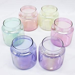 [Hot Item] 12oz 16oz Iridescent Candle Jars Apotheacry Jar with Lids