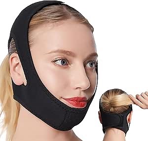 Anti Snoring Chin Strap,Post Surgical Chin Strap,Anti Snoring Devices,Chin Lipo Compression Garment Chin Strap for Women and Men (Black)