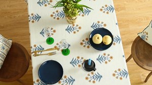 ISAENNE Designer French Pale Yellow Extra Long Rectangle Table Cloth,Linen Floral Tablecloth,Wrinkle Resistant Decor Tablecloths for Dining Thanksgiving Banquet Kitchen Party,67"*118"-Estevan A