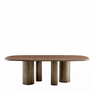 Sequoia Table in Oxidized Bronze and Canaletto Walnut