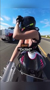 Biker Girl And Truck 😱 Credit @slickerspeed