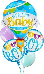 5pcs Baby Boy Balloons Kit for Baby Shower Decoration, Baby Shower Balloons Decor, Birthday Party Decoration Supplies