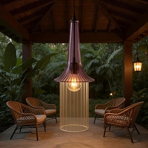 Handblown Purple Fluted Glass Pendant Light – Boho Hanging Lamp - Etsy Canada