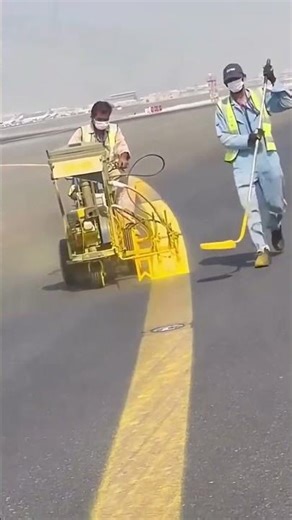 Spraying process of marking paint on airport runways