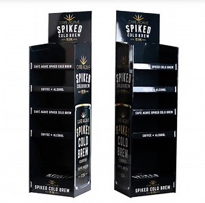 [Hot Item] Paper Coffee Display Rack Corrugated Cardboard Beverage Drinks Display Stand POS Retail Display Fixture