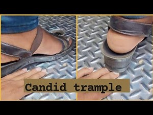 Girl unknown candid trample step on hand with slippers. (Lfl - 189)