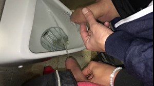 Pissing with my stepbrother at disco urinal
