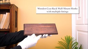 Indian Shelf 3 Butterfly Hooks with 1 Wood Planks, Decorative DIY Coat Rack Wall Mounted (Screw + Adhesive Installation)