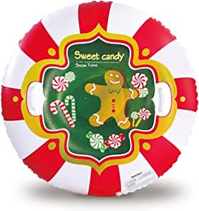Snow Tube, Snow Sled for Kids and Adults, 48 Inches Heavy Duty Snow Tubes with Double Bottom, Candy Snow Toys for Sweet Party