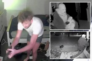 Home intruder gets into wild caught-on-video shootout with armed resident — leaving both men and girlfriend wounded
