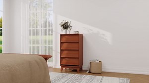 Vikiullf Tall Dresser with 4 Drawers, Mid Century Modern Dresser, Wooden Cehst of Drawers