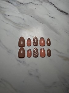 Fall Brown Polka Dot Nails - Etsy