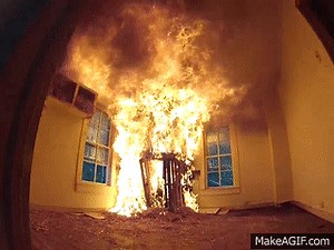 DHFD Live Burn with Flashover fire GoPro on Make a GIF