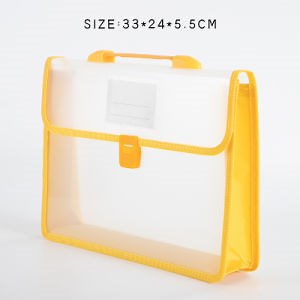 [Hot Item] A4 Size Yellow Color Big Volume File Wallet with Plastic Buckle and Handle File Folder/Organizer Wholesale Stationery School and Office Supplies