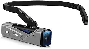 Yoidesu 4K Head Mounted Video Camera, Ultra HD 4K 60FPS Video Camcorder 20MP Hands Vlog Camera, 120° Wide Angle WiFi APP Control Anti Shake Autofocus Video Stabilizer, Yoidesuw39shg08od