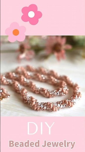 Beautiful Beaded Spiral Necklace｜Jewelry Making｜Bead Weaving 🧵🪡🌸 ツインビーズのスパイラルネックレス｜ビーズアクセサリー｜ビーズステッチ