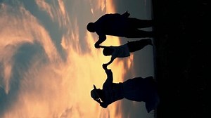 Silhouette Happy Family Sunset Vertical Video: video stock (100% royalty free) 1111958219 | Shutterstock