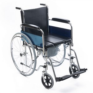 [Hot Item] Folding Economic Chromed Steel Manual Standard Commode Wheel Chair Portable