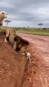 126K views · 647 reactions | A massive male lion rescues a helpless lamb from a raging river, carrying it up a steep bank to safety and reuniting it with an adult sheep. | Team Stories | Facebook
