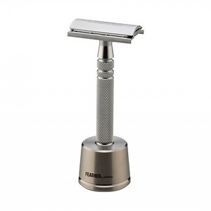 Feather AS-D2S All Stainless Steel Double Edge Safety Razor with Stand