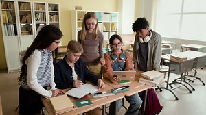 Students collaborating and studying together in a classroom | Free Stock Video Footage
