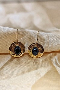 Gold Drop Earrings With Hammered Black Onyx Jewels. Gold-filled (14k Gold), Hypoallergenic. - Etsy Canada