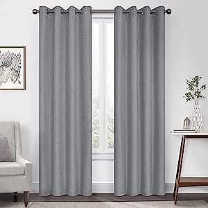 Eclipse Kira 100% Blackout Curtains for Bedroom or Living Room, Single Panel, 50 x 108, Grey