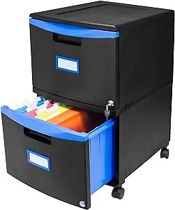 Storex 61314A01C File Cabinet, 1-Pack, Black/Blue