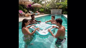 Floating Mahjong Table for Pool - Pool Double Side Poker Float Board for Card Games, Scrabble, Dominoes, Mahjong Game Tray for Water, Swimming Pool and Hot Tub (Grade B Economy EVA)