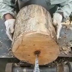 Log splitter in action | WorkBoots.com