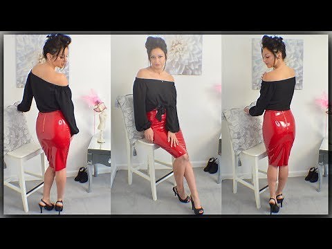 PVC Skirt Review With Cassie Clarke - Red Shiny PVC Skirt