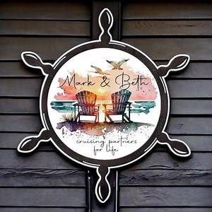 Custom Cruise Door Magnet, Ship Wheel & Beach Chairs - Etsy
