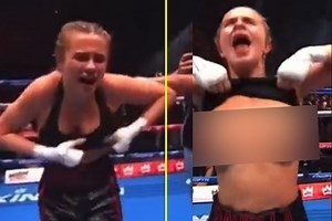 ‘What the hell was that?’ – OnlyFans star Daniella Hemsley flashes crowd after securing first boxing win